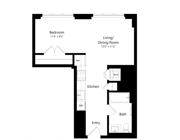 Studio floor plan at Continuum, White Plains, NY, 10606