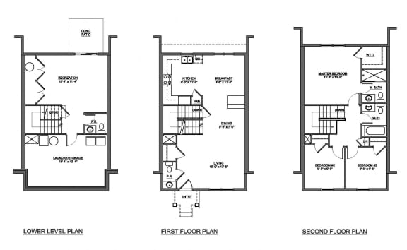 3 bedroom 2.5 bathroom with walkout floor plan at The Pointe at Manorgreen