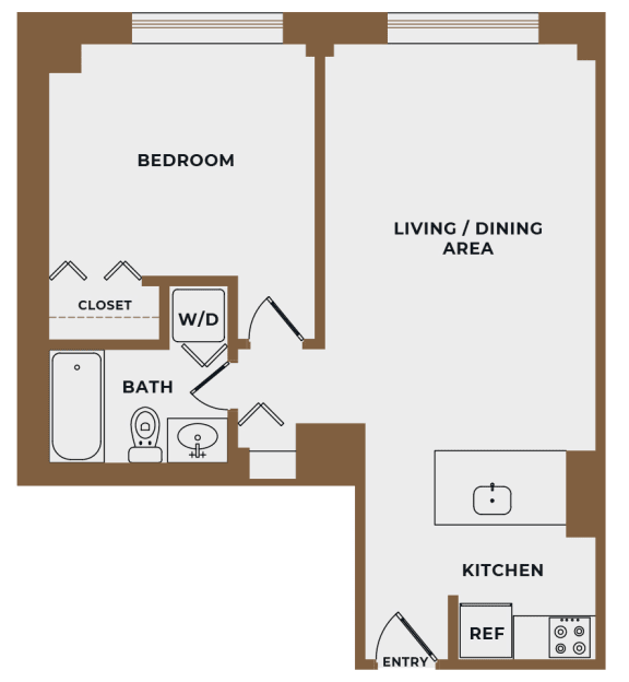 A3 - 1Bed 1 Bath - The Broderick - 2D