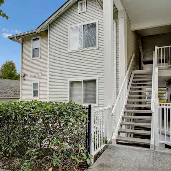Walkway and stairs up to apartments at Sunrise Lane in Everett WA.