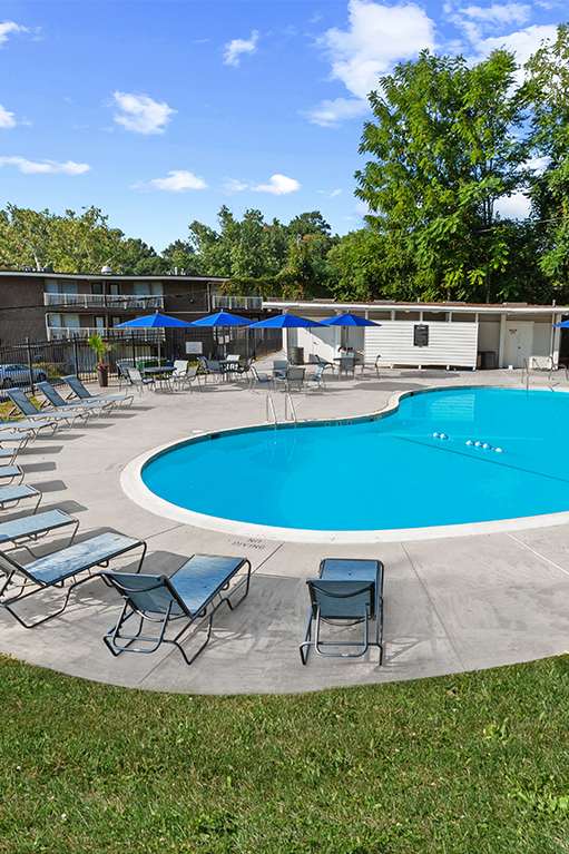 Pool Side Relaxing Area at Brook View Apartments, Baltimore, MD, 21209