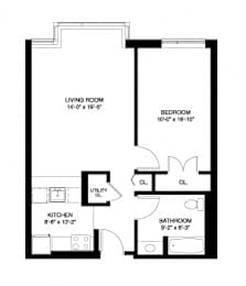  Floor Plan Market Rate Apartments - 1 Bedroom