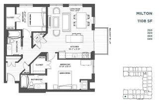 Milton Two Bedroom  Floor Plan at The Hill Apartments