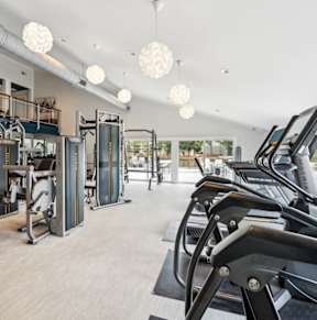 a workout room with weights and cardio equipment at the belgard apartments at Linkhorn Bay Apartments, Virginia Beach, VA, 23451