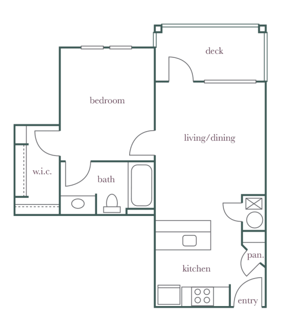 Evergreen Lenox Park - A1 - 1 bedroom and 1 bath - 2D Floor Plan