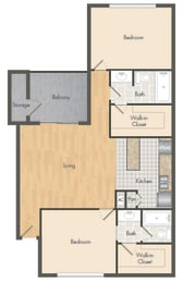 a floor plan of a unit with a bedroom and a living room