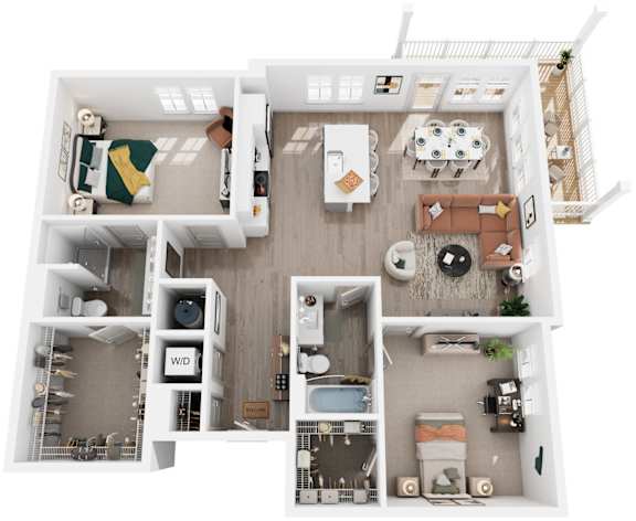 2 Bed 2 Bath Floor Plan | 1,222 Sq. Ft. at Artistry at Winterfield Apartments, Midlothian, 23112