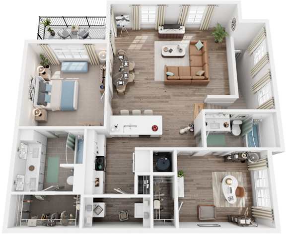 2 Bed 2 Bath Floor Plan | 1,082 Sq. Ft. at Canopy at Ginter Park Apartments in Richmond, 23227