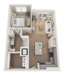 A 2 bedroom apartment with 1 bathroom is 792 square feet.