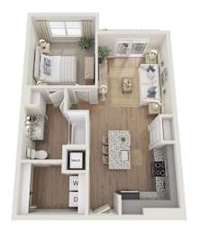 A 2 bedroom apartment with 1 bathroom is 792 square feet.