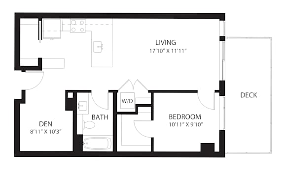 Vela Apartments D3 with Den Floor Plan
