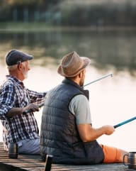 Father and Son Fishing Together