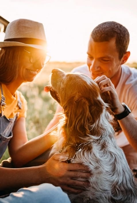 Couple with a dog at Copper Pines, Bozeman, MT, 59718