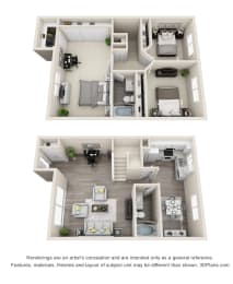 Ocean Breeze Villas 3x2 H Floor Plan