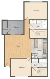 a floor plan of a unit with a bedroom and a living room