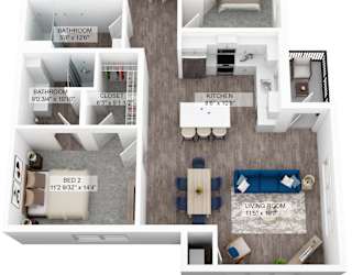 a floor plan of unit 2 of the unit 42 apartments