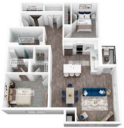 Floor Plan  a floor plan of unit 2 of the unit 42 apartments