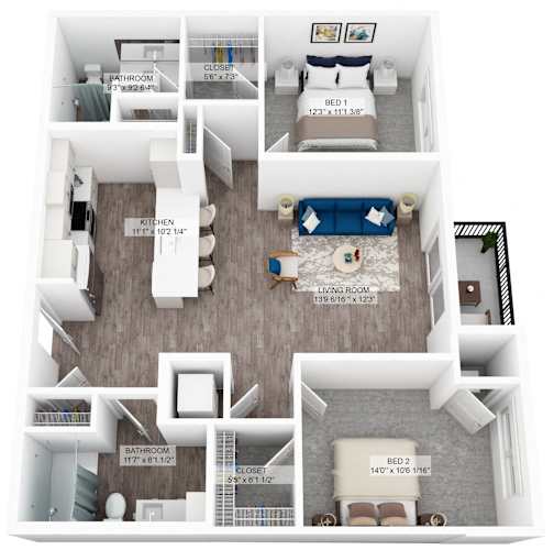 Floor Plan  a floor plan of unit c3 of a 1 bedroom unit