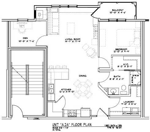 A black and white drawing of a house floor plan.