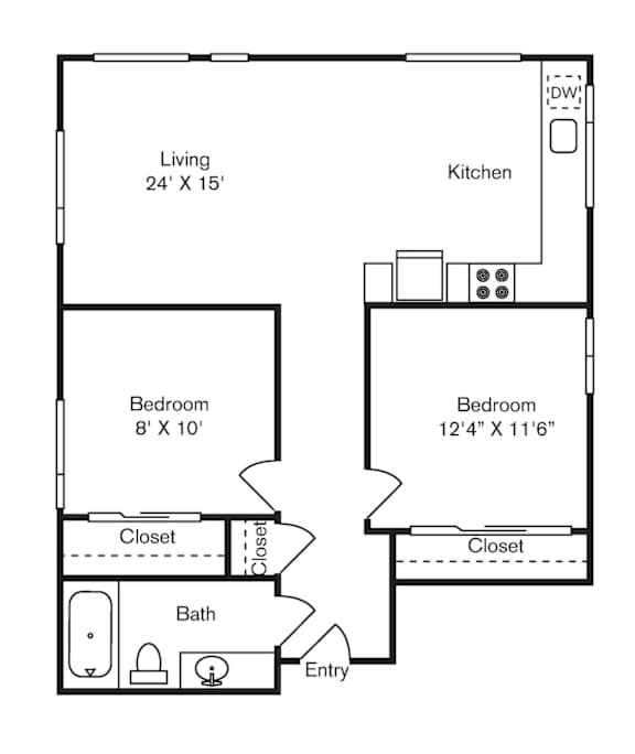 St Luke's Apartments in Seattle, Washington Two Bedroom Floor Plan