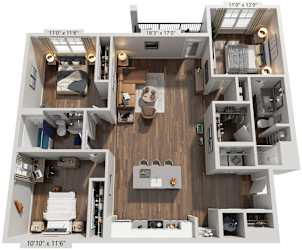 3 Bed 2 Bath | 1,362 Sq. Ft. at Farmhaus Apartments in Madison, 35757