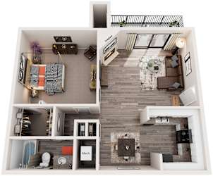 1 Bed 1 Bath Floor Plans | 688 Sq. Ft. at Westbury Creek, Augusta, 30909