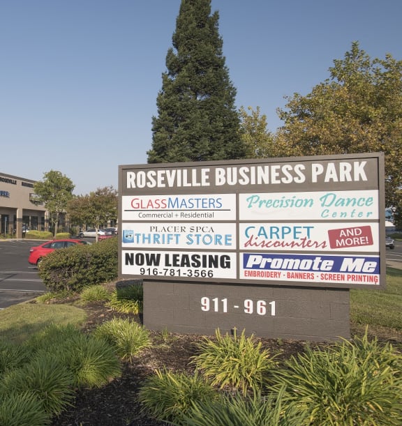 Roseville Business Park directory sign