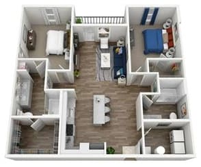 2 bed 2 bath floor plan A at Century Vista Palms, Orlando