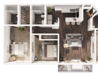 a floor plan of a 1 bedroom apartment
