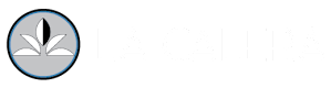 A logo with a leaf design inside a circle.