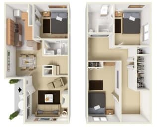 C1 - 3 bedroom 2 bath Floor Plan at Aviare Place, Texas