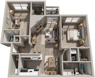 2 Bed 2 Bath Floor Plan | 896 Sq. Ft. at Hunters Chase Apartments, Midlothian, 23112