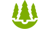 Three trees in a green circle.