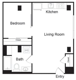  Floor Plan One Bed One Bath - E-E2