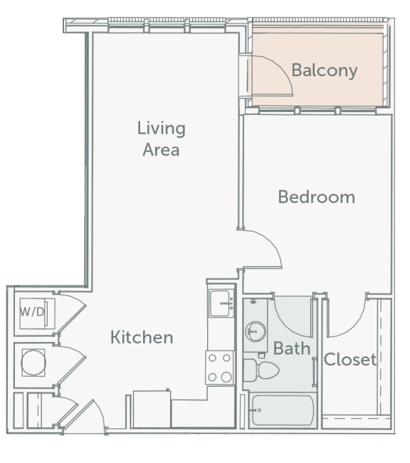 Element 29 - A12 - 1bed-1bath - 2D floor plan