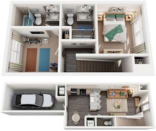 2 Bed 2.5 Bath Floor Plan | 1,064 Sq. Ft. at Promenade at Newnan Crossing in Newnan, 30265