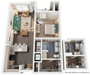 1 Bed 1 Bath Floor Plan | 700-749 Sq. Ft. at Promenade at Newnan Crossing in Newnan, 30265