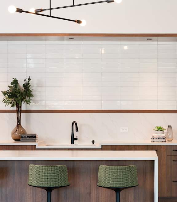 Large Island with bar stools at The Bosk Apartment Homes, Woodbury, MN, 55125