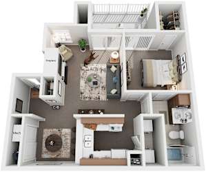 1 Bed 1 Bath Floor Plan | 750 Sq. Ft. at The Colony at South Park in Aiken, 29803
