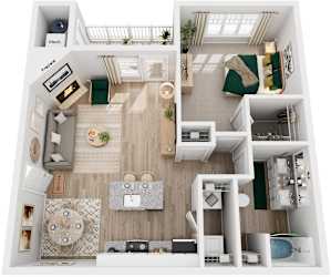 1 Bed Bath Floor Plan | 786 Sq. Ft.  at SomerHill Farms Apartments, Gainesville, VA 20155