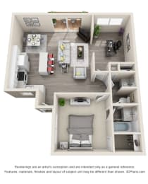 Ocean Breeze Villas 1x1 Den Floor Plan