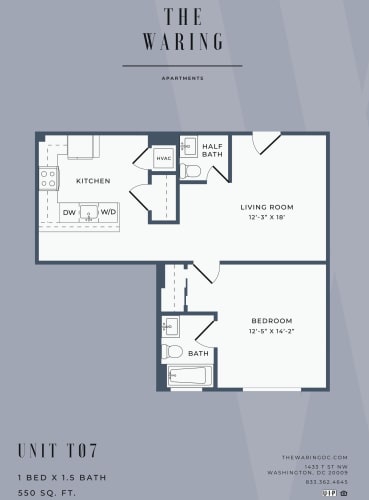 Floor Plan  One-Bedroom-One-and-Half-Bath-Floorplan-Available-For-Rent-The-Waring
