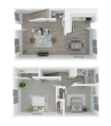  Floor Plan 2 BR, 1.5 BA - Townhouse