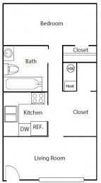  Floor Plan ONE BEDROOM (S)