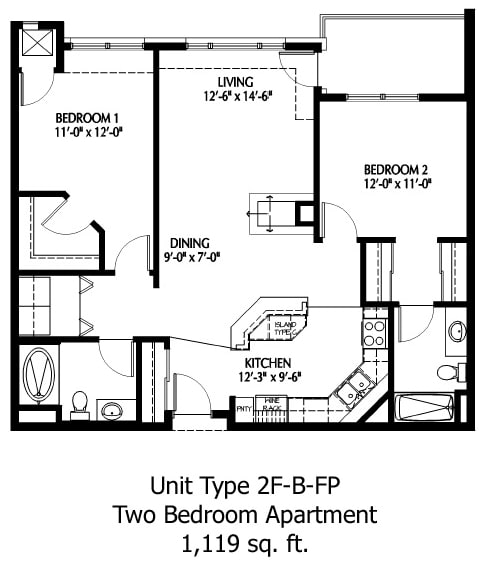 2F Floor Plan at The Bluffs at Nine Mile Creek, Eden Prairie, MN
