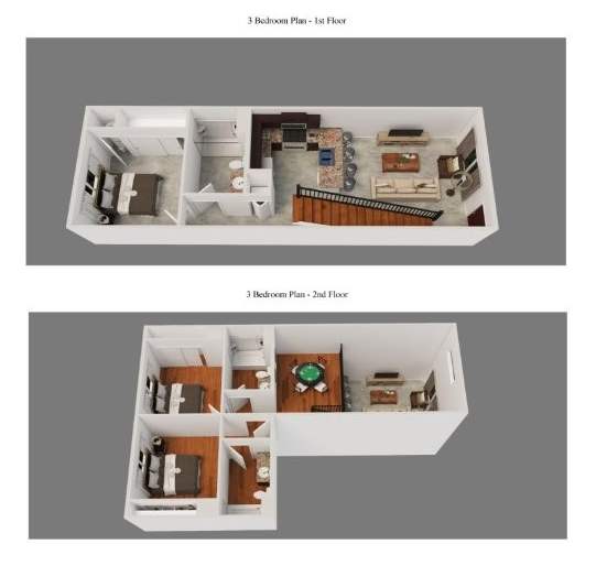 A 3 bedroom plus 2nd floor plan of a Breawhawk Loth house.