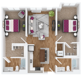 2 bedroom 2 bath Z2 at Hana Apartments, Hillsboro, OR 97006