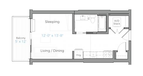  Floor Plan Studio B1 Balcony