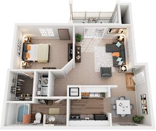 1 Bed 1 Bath Floor Plan | 800 Sq. Ft. at Austin Chase Apartments, Georgia