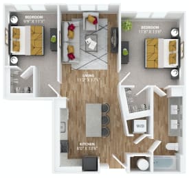 Two bedroom floorplan at The Alibi at Lake Lilly